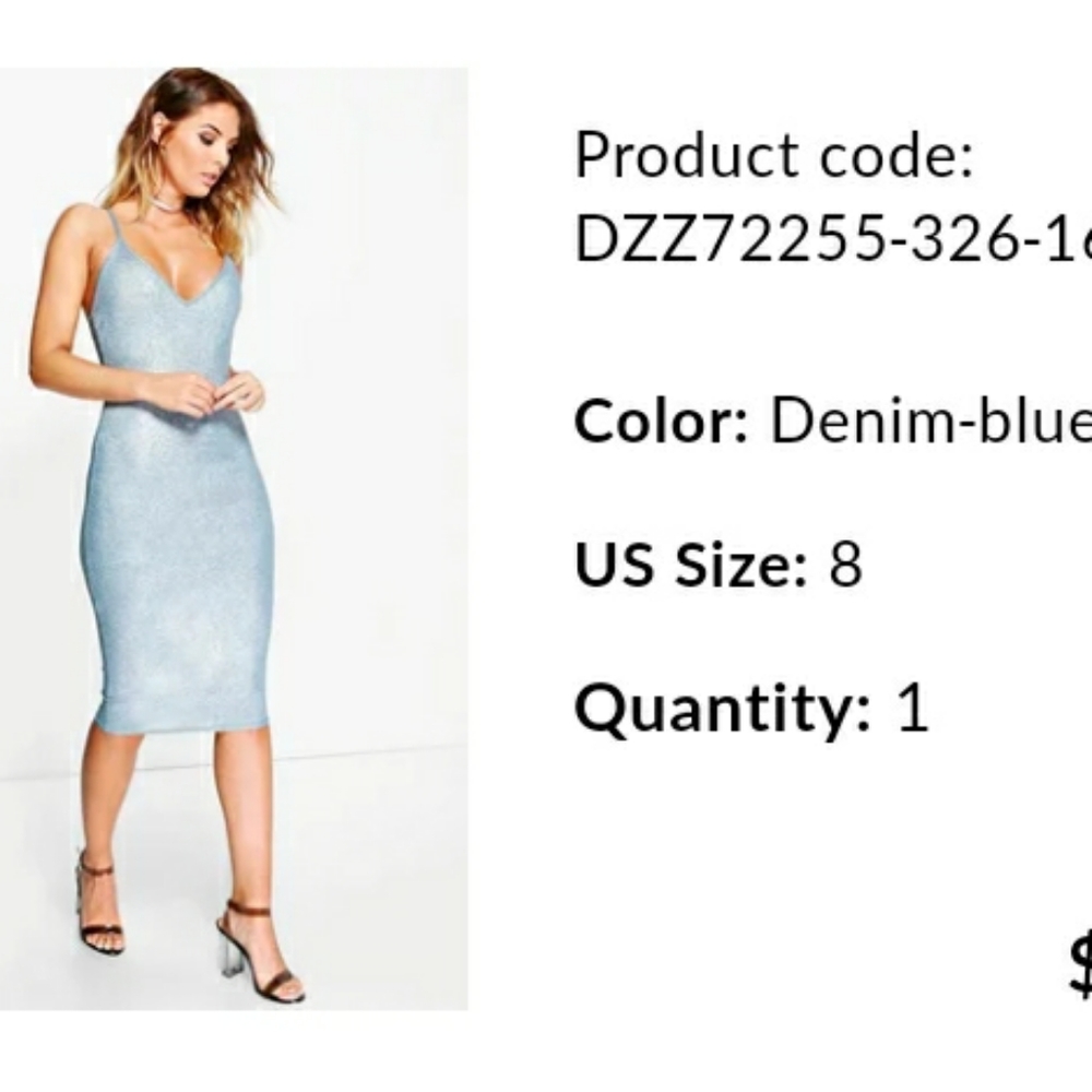 Silvery blue bodycon dress from boohoo